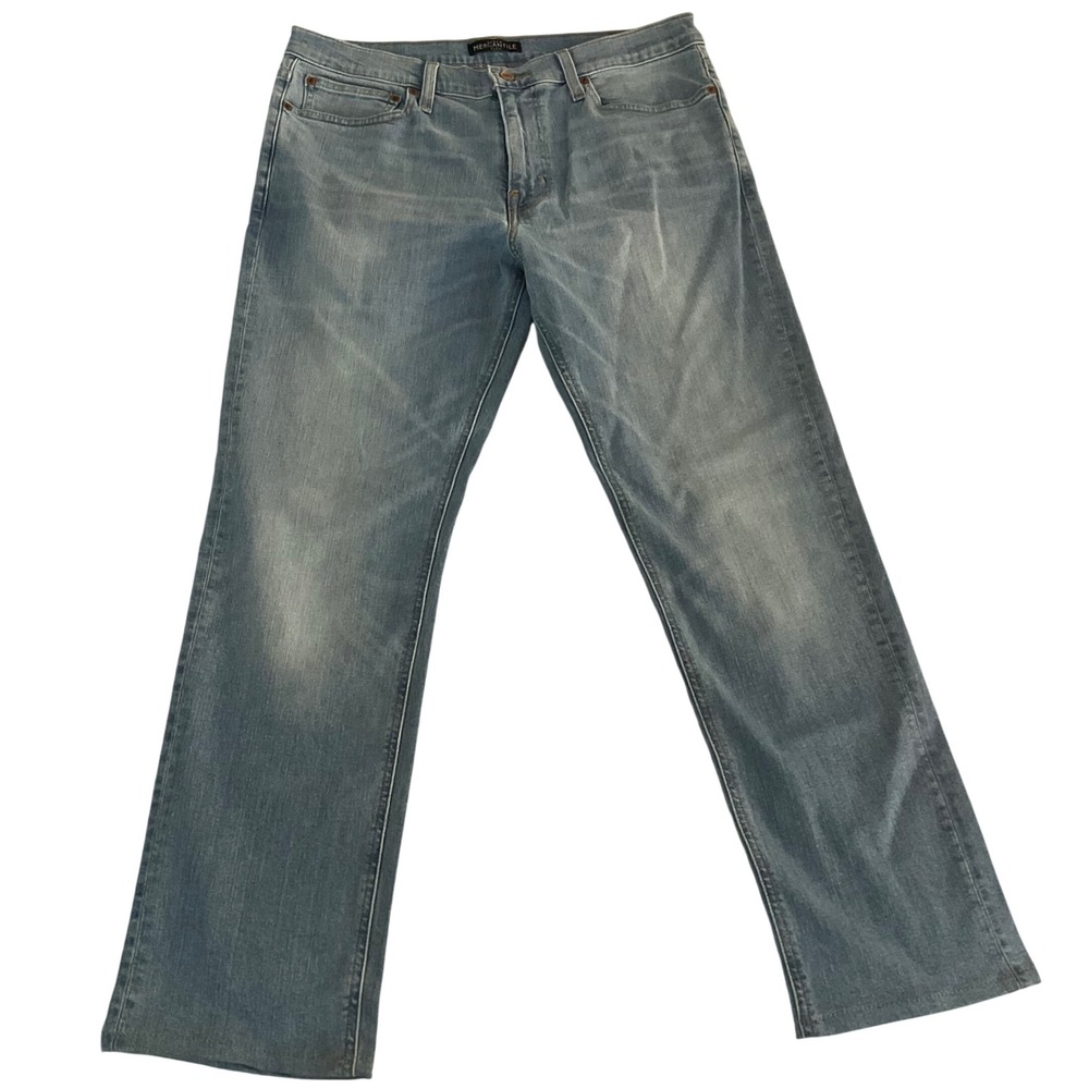 J.Crew Mercantile Straight Jeans Mens 33x32 Light Blue Flex Stretch Denim